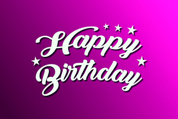 Happy birthday handwritten text in style lettering. pink background with beautiful calligraphic inscription
