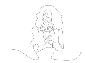 woman with phone in hand earphone on neck mask on mouth. businesswoman going to work during the pandemic