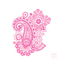 Paisley vector isolated pattern. Vintage floral illustration in batik style