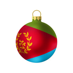 National Christmas ball. Fur- tree classic round toy on white background. Eritrea