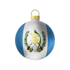 National Christmas ball. Fur- tree classic round toy on white background. Guatemala