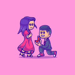 cute couple valentines day illustration