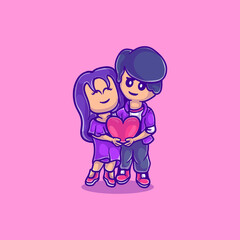 cute couple valentines day illustration