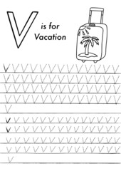 Christmas and New Year preschool ABC tracing worksheet. Simple educational printable game with colouring images and letters. Kids play and learn pages.