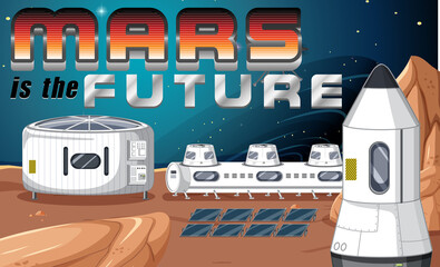 Mars is de toekomst met ruimtestationscène