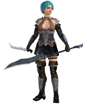 fantasy warrior girl in uniform with sword