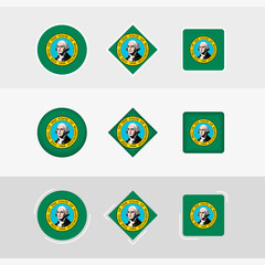 Washington flag icons set, vector flag of Washington.