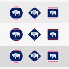 Wyoming flag icons set, vector flag of Wyoming.