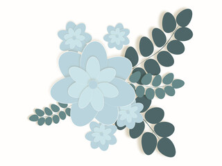 Illustration of a flower arrangement on a white background. Large size floral isolate.