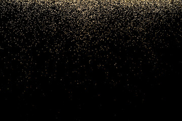 Obraz premium Black festive background of golden glitter lights. Holiday backdrop, selective focus
