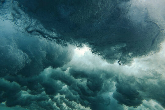 Underwater view of ocean wave
