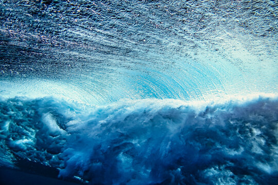 Underwater view of ocean wave