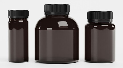 Realistic 3D Render of Pill Bottles