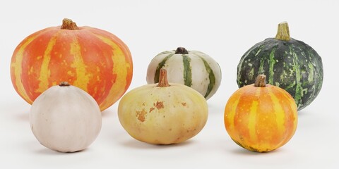 Realistic 3D Render of Pumpkins