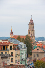 A top view of the churches in Vilnius