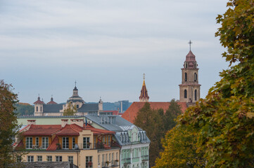 Obraz premium A top view of the churches in Vilnius