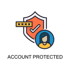 Account Protected vector Filled outline Icon Design illustration. Web And Mobile Application Symbol on White background EPS 10 File