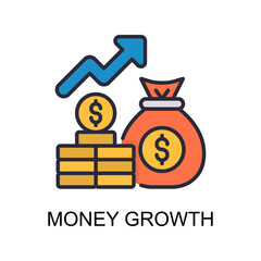 Money Growth vector Filled outline Icon Design illustration. Web And Mobile Application Symbol on White background EPS 10 File