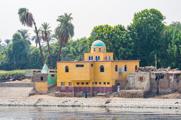 views of egyptian lifestyle at nile riverbank, egypt
