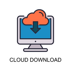 Cloud Download vector Filled outline Icon Design illustration. Web And Mobile Application Symbol on White background EPS 10 File