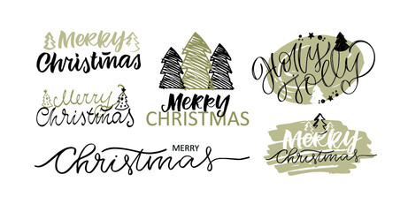 Winter Holidays - cute lettering postcard. Merry Christmas and happy new year - mega set.