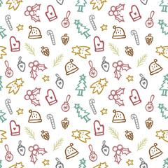 seamless pattern christmas with doodle style