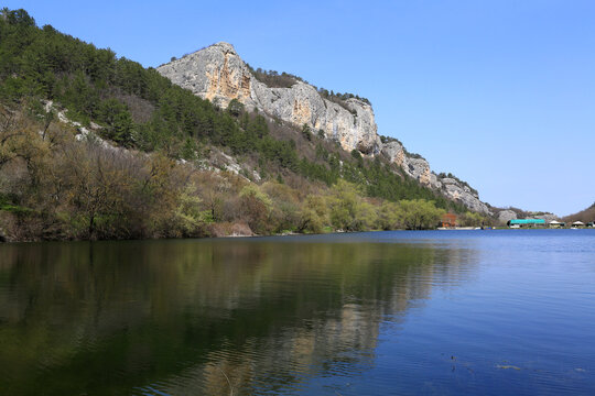 Beautiful landscape of Crimean nature Mangup in spring