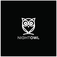 Owl logo design vector illustrations, premium vector. Emblem design on black background, owl on a black background