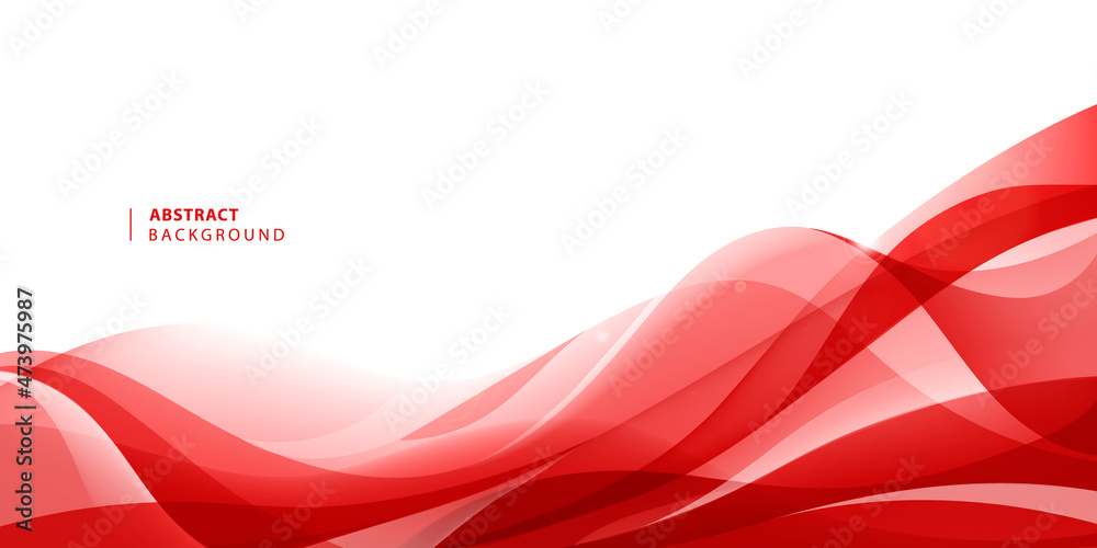 Wall mural vector abstract red wavy background. curve flow motion.