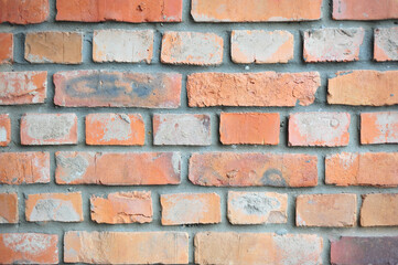 Brick wall with red brick, red brick background old