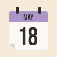 May 18 calendar with date and month for work, meeting