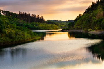 Fototapeta premium sunset over the lake