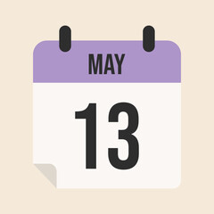 May 13 calendar with date and month for work, meeting