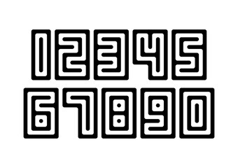 Set of numbers with black and white typography design elements