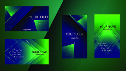 set of modern design business card templates. In shades of blue and green
Horizontal and vertical options.
