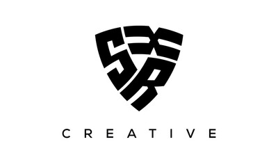 Shield letters SRX creative logo