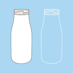 Glass bottle mockup. Vector illustration of package for liquid. Line design icon.