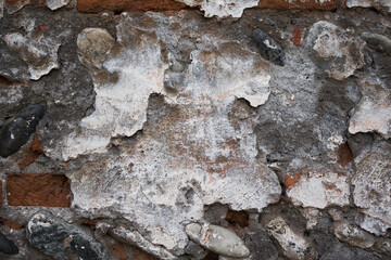 Old demolition brick stone wall texture background