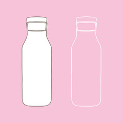 Bottle with stopper. Vector illustration of package for liquid. Line design icon.