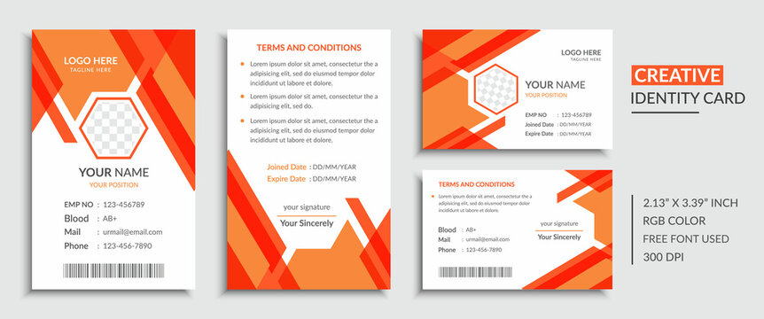 Id Card Template For Your Office Use Horizontal And Vatical Design