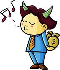 Funny businessman hiding money behind his back