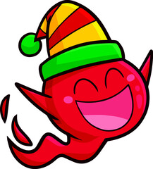 Funny red bubble ghost laughing happily