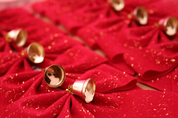 Christmas Bows Close-up, Shallow DOF, Focus on Ribbon