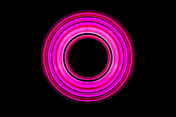 Musical concept. Freezelight colored glowing circle on dark background or turntable with abstract glowing lines concept on dark background. 
For clubhouse or space style design