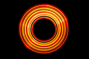 Musical concept. Freezelight colored glowing circle on dark background or turntable with abstract glowing lines concept on dark background. 
For clubhouse or space style design