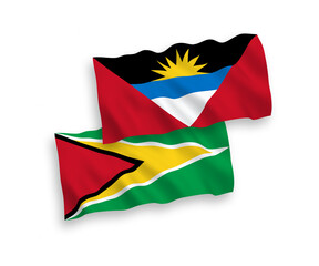 Flags of Co-operative Republic of Guyana and Antigua and Barbuda on a white background