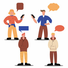 Dialogue group of diverse  people. Talking and share ideas. Communication concept. People Group. Business People. Communication. Social Network. Speech Bubbles. Illustration. Crowd talking. 