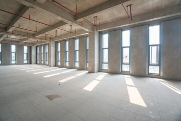 Undecorated interior space of office building