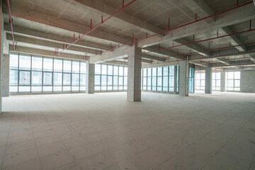 Undecorated interior space of office building