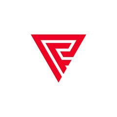 letter PF triangle logo design vector.